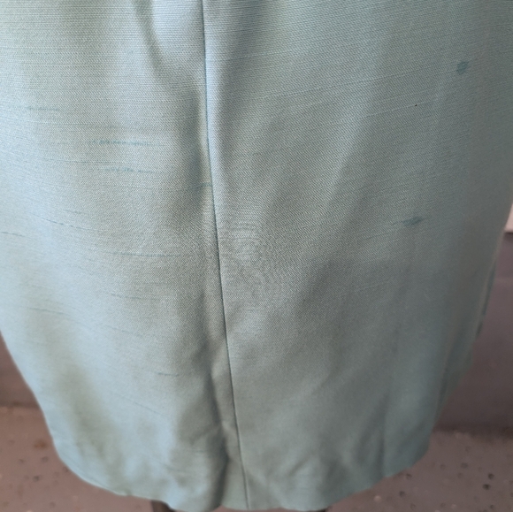 Vintage Dress Jackie Kennedy Style Blue Sleeveless Matching Coat Silver Detail - Picture 7 of 7